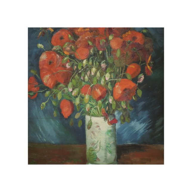 Vase with Red Poppies Vincent van Gogh    Wood Wall Art (Front)