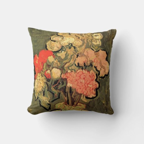 Vase with Rose Mallows by Vincent van Gogh Throw Pillow