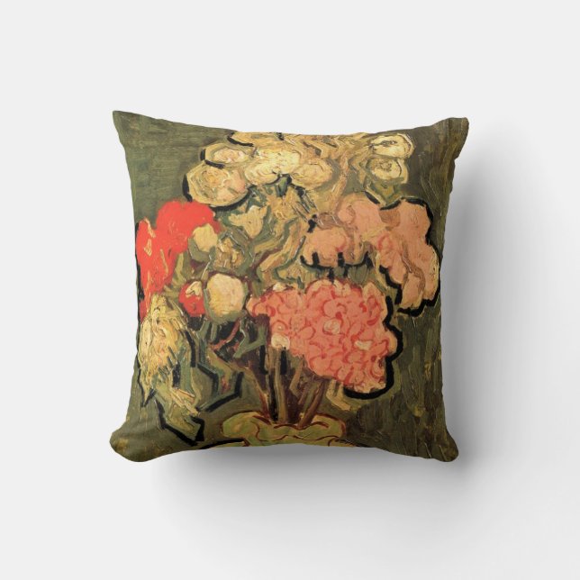 Vase with Rose Mallows by Vincent van Gogh Throw Pillow (Front)