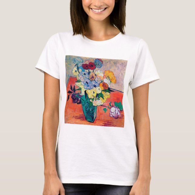 Vase with Roses and Anemones, Van Gogh T-Shirt (Front)