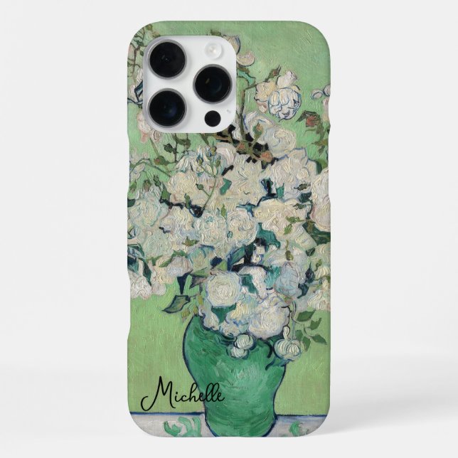 Vase with Roses Monogram Van Gogh Iphone Case (Back)