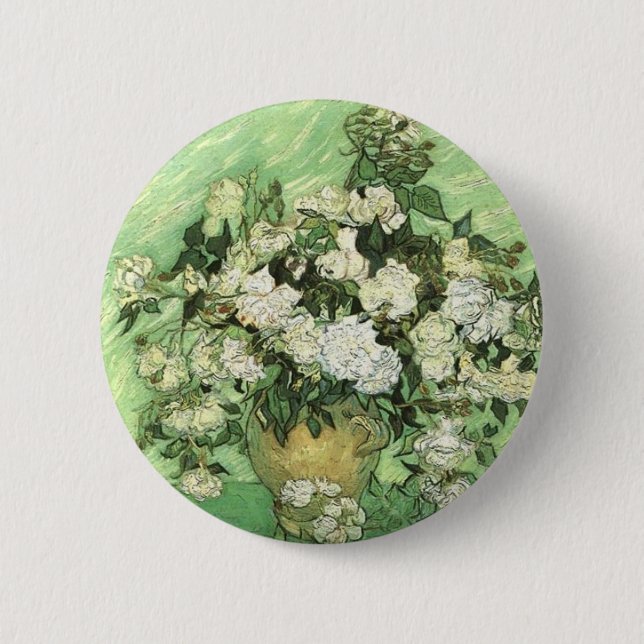 Vase with Roses - Van Gogh Button (Front)