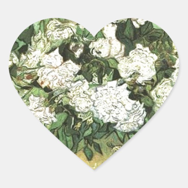 Vase with Roses - Van Gogh Heart Sticker (Front)
