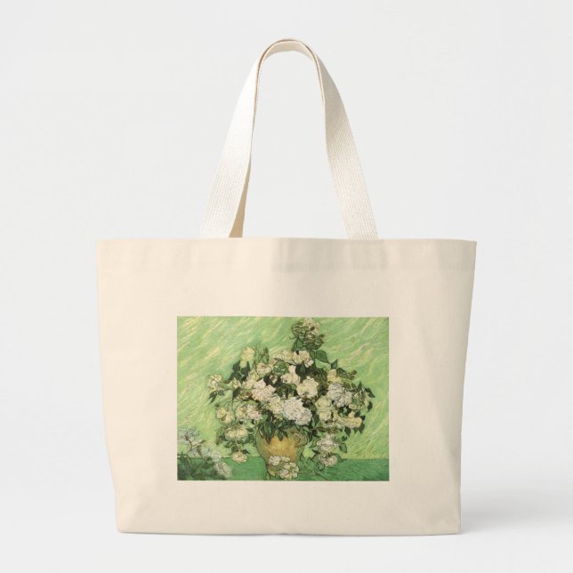Vase with Roses - Van Gogh Large Tote Bag (Front)