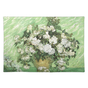 Vase with Roses - Van Gogh Painting Art Vintage Cloth Placemat