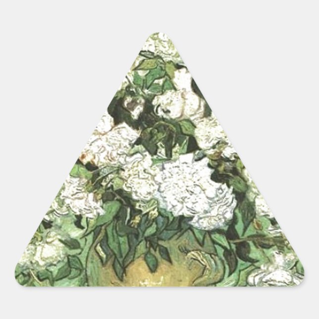 Vase with Roses - Van Gogh Triangle Sticker (Front)