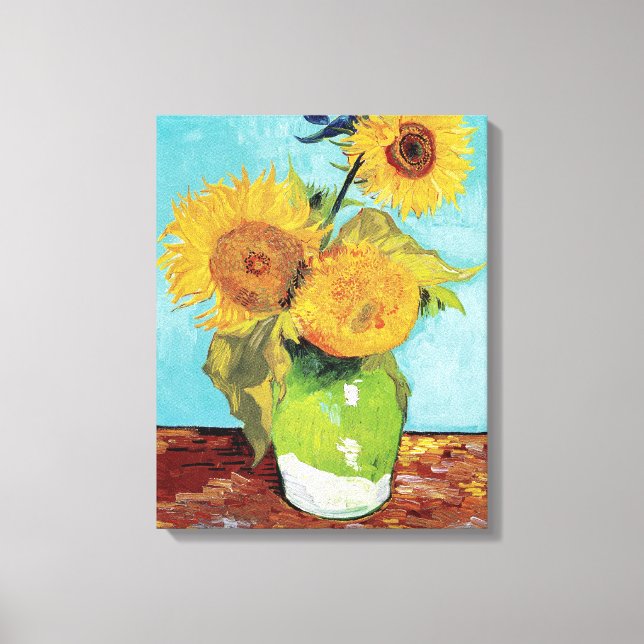 Vase With Three Flowers by Vincent Van Gogh Canvas Print (Front)