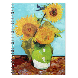 Vase with Three Sunflowers (1888) Van Gogh spiral Notebook