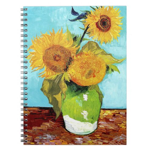 Vase with Three Sunflowers 1888 Van Gogh spiral Notebook