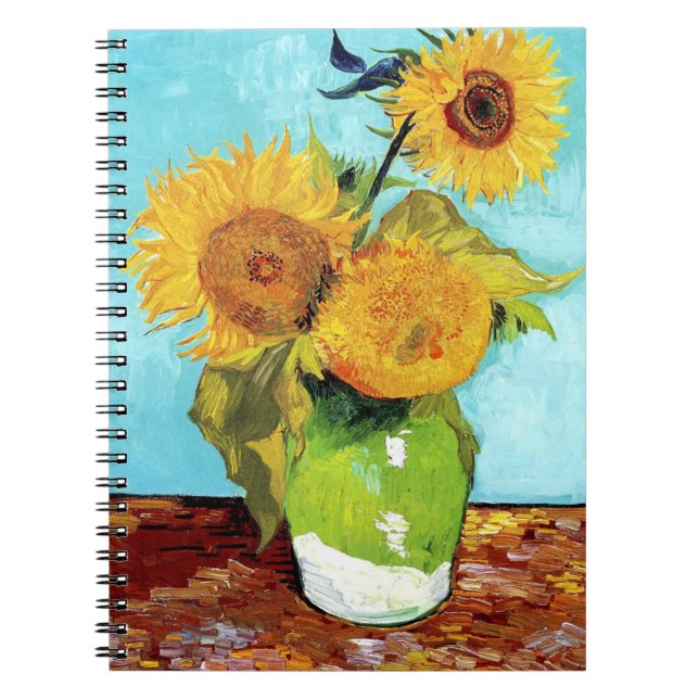Vase with Three Sunflowers (1888) Van Gogh spiral Notebook (Front)
