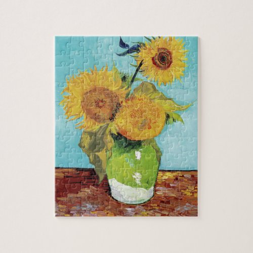 Vase with Three Sunflowers by Vincent Van Gogh Jigsaw Puzzle