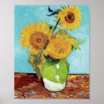 Vase with Three Sunflowers by Vincent Van Gogh Poster<br><div class="desc">Vase with Three Sunflowers by Vincent Van Gogh</div>
