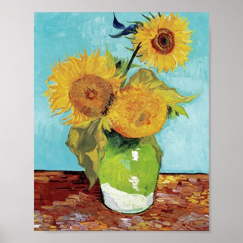Vase with Three Sunflowers by Vincent Van Gogh Poster