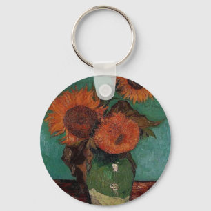 vase with three sunflowers, van Gogh Keychain