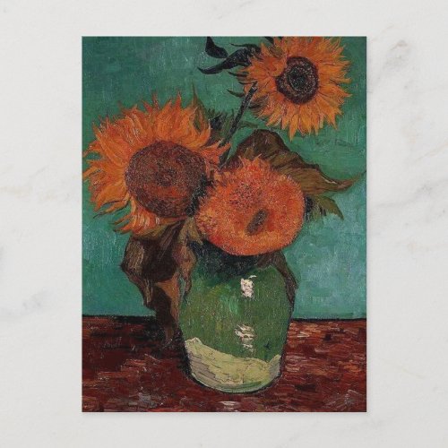 vase with three sunflowers van Gogh Postcard
