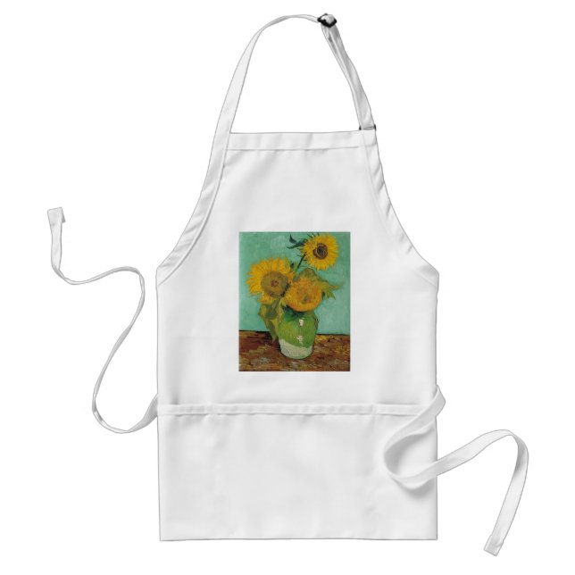 Vase with three sunflowers, Vincent van Gogh Adult Apron (Front)