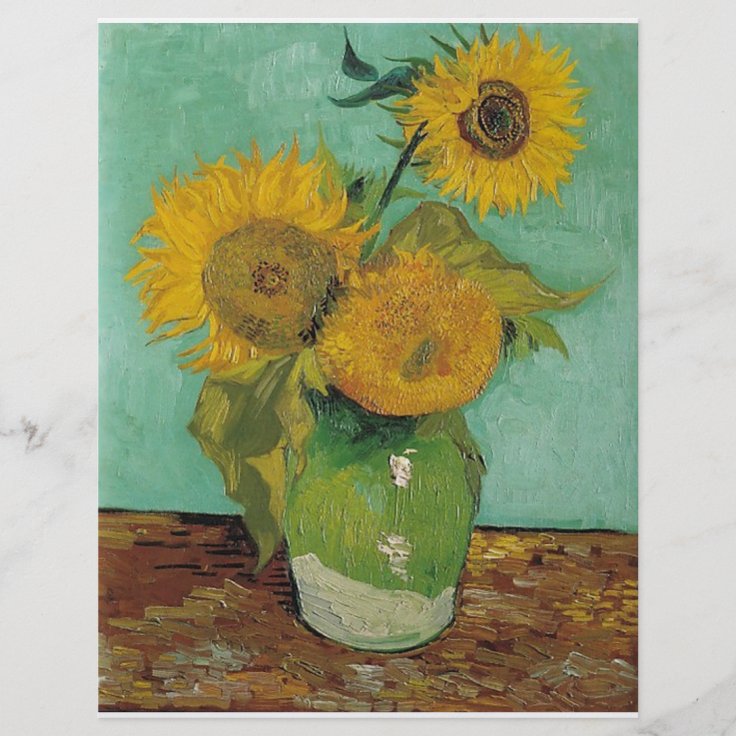 Vase with three sunflowers, Vincent van Gogh Flyer | Zazzle