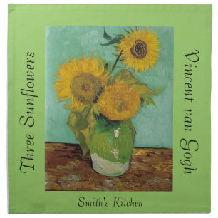 Vase with three sunflowers, Vincent van Gogh Napkin