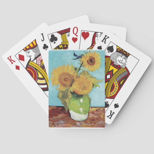 Vase with Three Sunglowers 1888 by Vincent van Gog Poker Cards (Back)