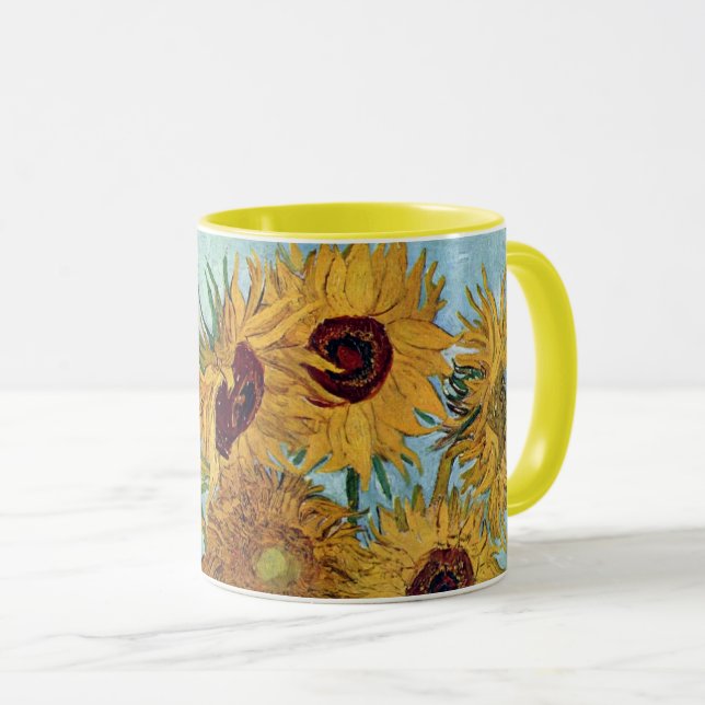 Vase with Twelve Sunflowers by Van Gogh Coffee Mug (Front Right)