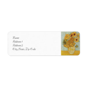Vase with Twelve Sunflowers by Van Gogh Label