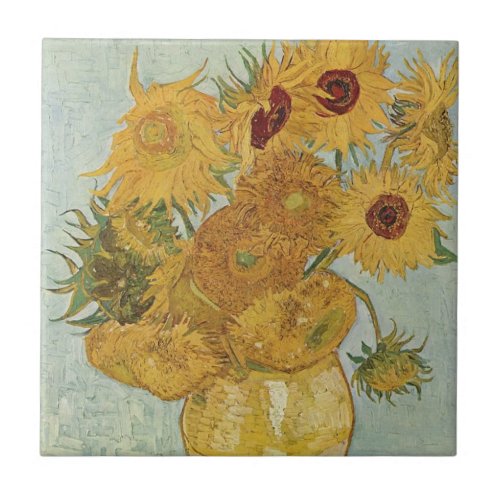 Vase with Twelve Sunflowers by Van Gogh Tile