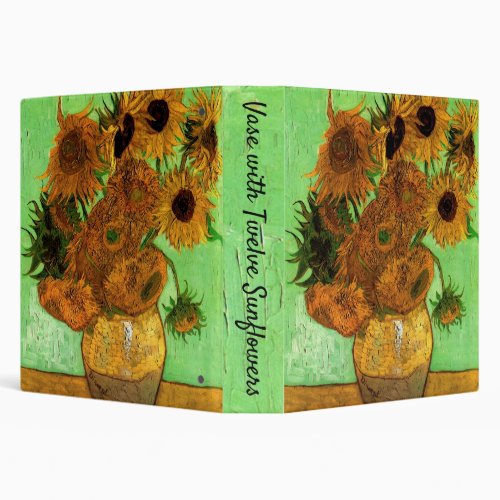 Vase with Twelve Sunflowers by Vincent van Gogh 3 Ring Binder