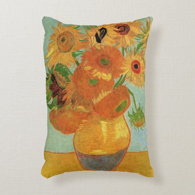 Vase with Twelve Sunflowers by Vincent van Gogh Accent Pillow (Front(Vertical))