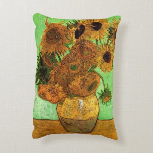 Vase with Twelve Sunflowers by Vincent van Gogh Accent Pillow