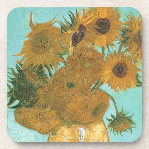 Vase with Twelve Sunflowers by Vincent van Gogh Beverage Coaster