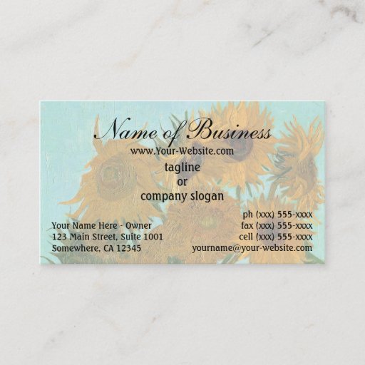 Customizable Vase with Twelve Sunflowers by Vincent van Gogh Business Card Templates