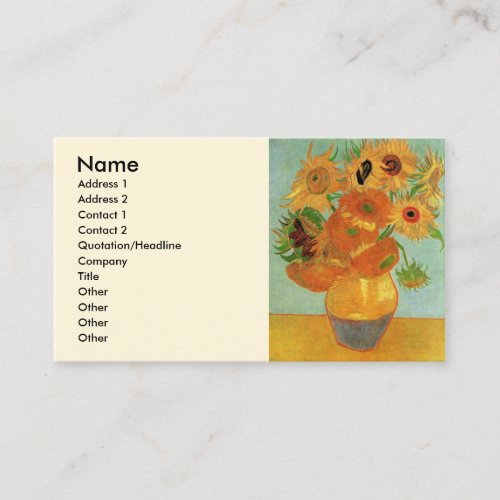 Vase with Twelve Sunflowers by Vincent van Gogh Business Card