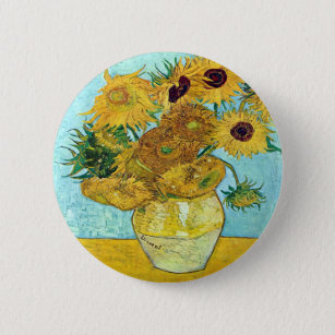 Vase With Twelve Sunflowers By Vincent Van Gogh Button