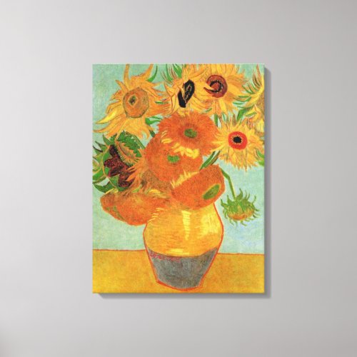 Vase with Twelve Sunflowers by Vincent van Gogh Canvas Print