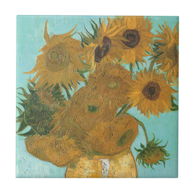 Vase with Twelve Sunflowers by Vincent van Gogh Ceramic Tile Zazzle