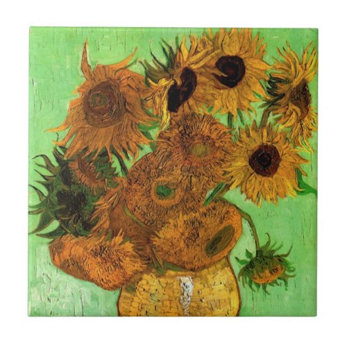 Vase with Twelve Sunflowers by Vincent van Gogh Ceramic Tile