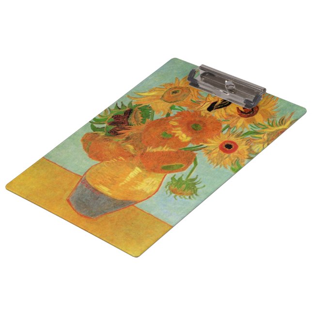 Vase with Twelve Sunflowers by Vincent van Gogh Clipboard (Angled)