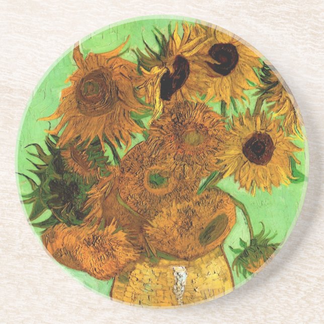 Vase with Twelve Sunflowers by Vincent van Gogh Drink Coaster (Front)