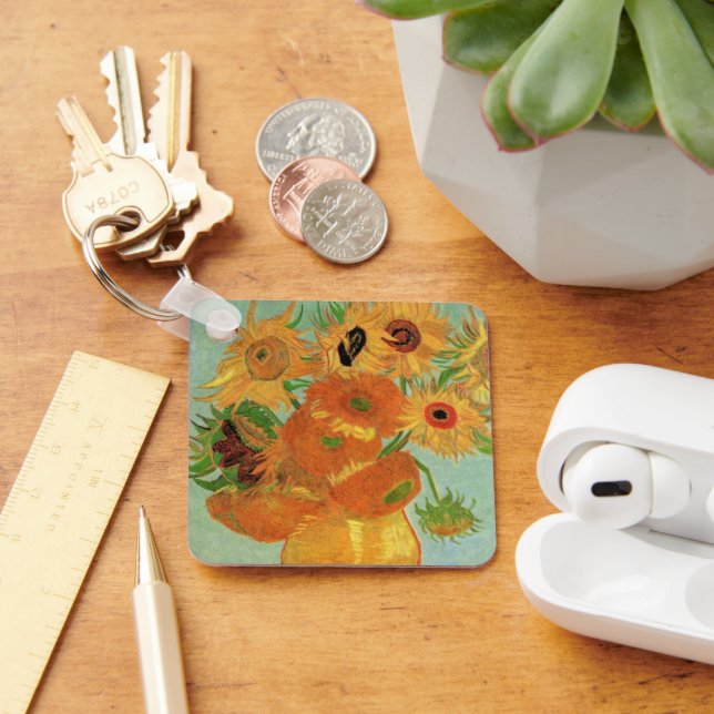 Vase with Twelve Sunflowers by Vincent van Gogh Keychain (Desk)