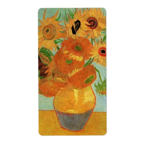 Vase with Twelve Sunflowers by Vincent van Gogh Label