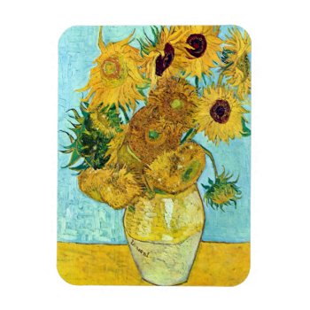 Vase With Twelve Sunflowers By Vincent Van Gogh Magnet by EndlessVintage at Zazzle