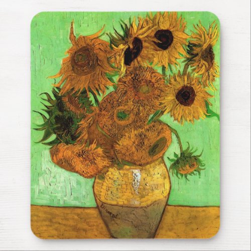Vase with Twelve Sunflowers by Vincent van Gogh Mouse Pad