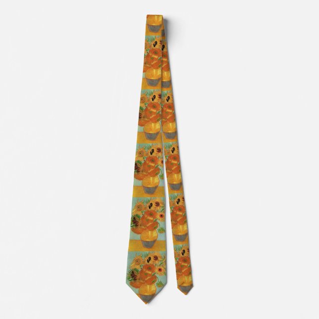 Vase with Twelve Sunflowers by Vincent van Gogh Neck Tie (Front)