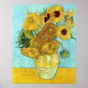 Vase With Twelve Sunflowers By Vincent Van Gogh Poster by EndlessVintage at Zazzle