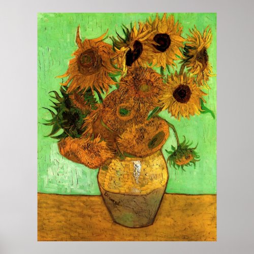 Vase with Twelve Sunflowers by Vincent van Gogh Poster
