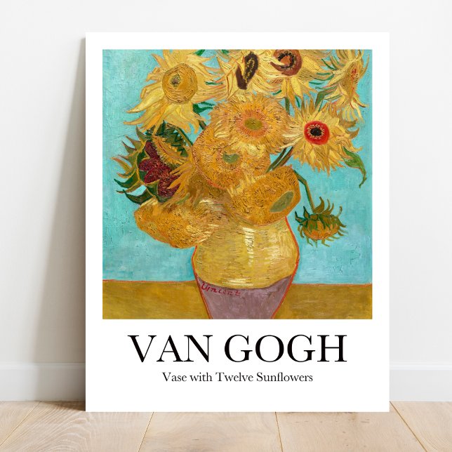 Vase with Twelve Sunflowers by Vincent van Gogh Poster (Van Gogh Sunflowers Poster: Brighten your space with Van Gogh's iconic sunflowers in a stunning vase)