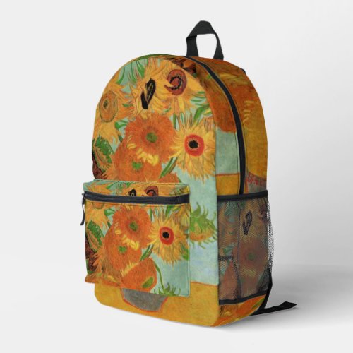 Vase with Twelve Sunflowers by Vincent van Gogh Printed Backpack