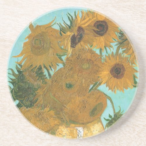 Vase with Twelve Sunflowers by Vincent van Gogh Sandstone Coaster