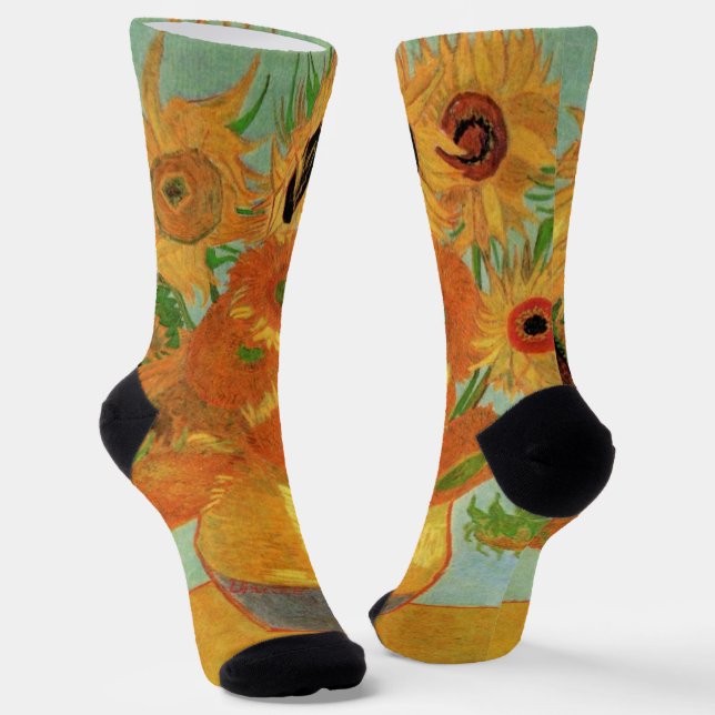 Vase with Twelve Sunflowers by Vincent van Gogh Socks (Angled)