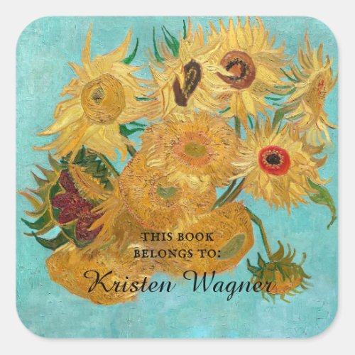 Vase with Twelve Sunflowers by Vincent Van Gogh  Square Sticker